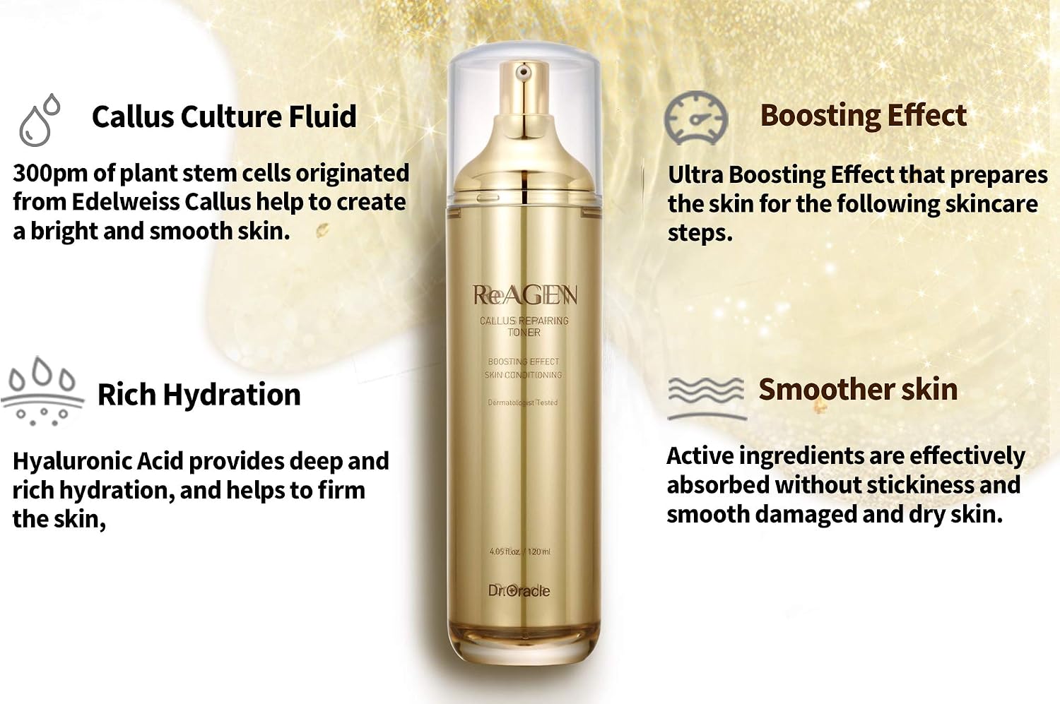 DR.ORACLE Callus Repairing Toner, Gold Anti Aging Face Toner, Hyaluronic Acid Skin Care Products, Dermatologist tested - Image 5
