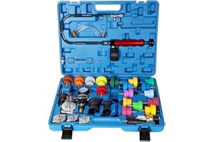 Wenzhon Radiator Pressure Tester Kit, Coolant Pressure Tester and Vacuum Refill Kit for Automotive Cooling System Water Tank Leakage Detection (Universal Fit 34PCS)
