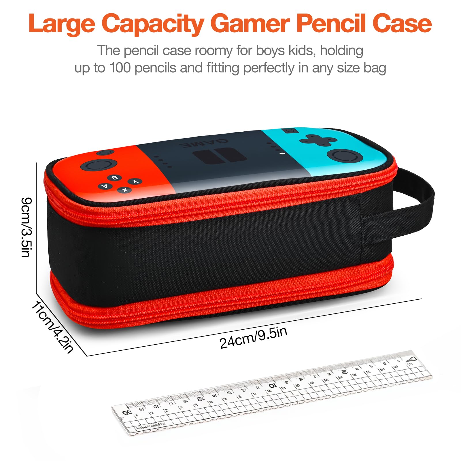Beaulyn Gamer Pencil Case for Boys - Large Pencil Pouch with Zipper Compartment, Portable Gaming Pen Bag Pencil Box Organizer for School Boy Kids