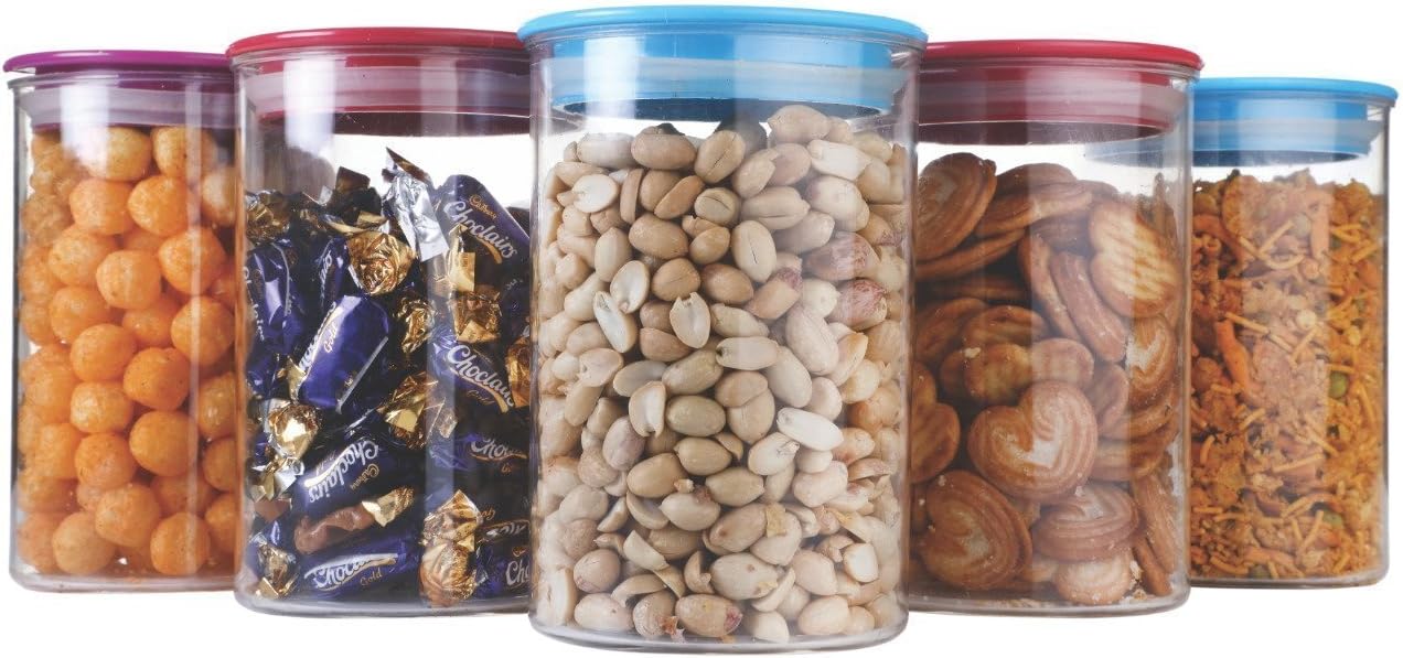 STYLELIME Plastic Air Resistance Kitchen Storage Container Set(Multicolour, 900ml) - Pack of 9