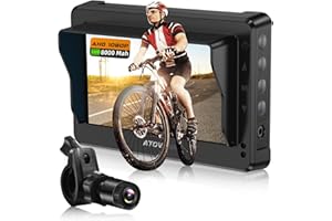 ATOVANKA Bike Rear View Camera, Bicycle Mirror Camera Bulit in 8000mAh Rechargeable Battery,4.3" HD 1080P Monitor Bicycle Rear View Mirror Camera for E-Bike,Mountain, Road Bike