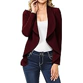 MINEFREE Women's Long Sleeve Classic Draped Open Front Lightweight Blazer(S-3XL)