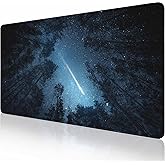 Large Extended Gaming Mouse Pad with Stitched Edges, Non-Slip Rubber Base Mouse Pad for Office, Computer, Keyboard, Laptop and Home Desk Pad 35.4X15.7 Inch Blue Sky Forest Night