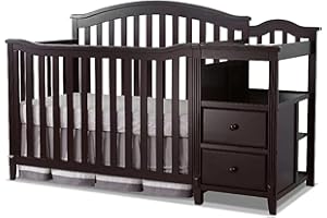 SORELLE FURNITURE Berkley Crib and Changer with Slat Panel Back Classic -in- Convertible Diaper Changing Table Non-Toxic Finish Wooden Baby Bed Toddler Childs Daybed Full-Size Nursery - Espresso