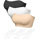 DEANGELMON Strapless Bras for Women Wireless Push Up Non-Slip Bandeau Bra Seamless Clear Straps TubeTop Padded Bralette