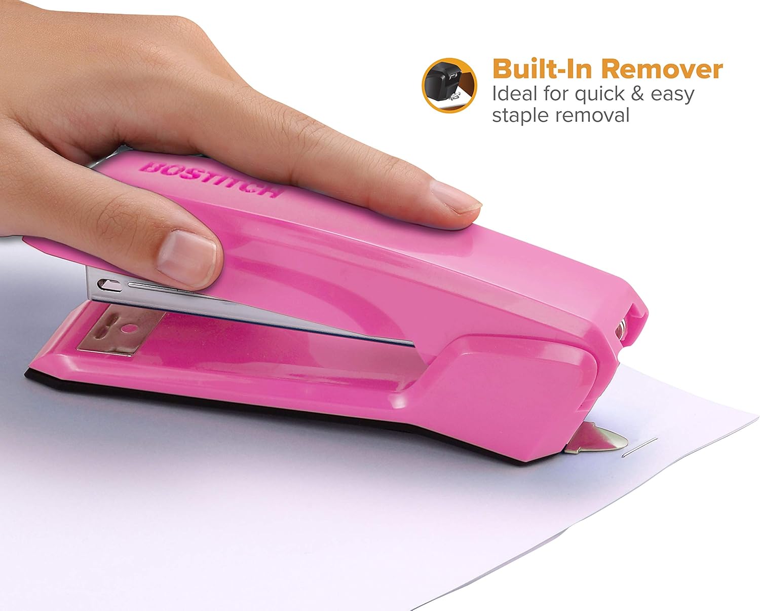 Bostitch Office B210R-PINK Bostitch Ascend 3 in 1 Stapler with Integrated Remover & Staple Storage, Pink (B210-PINK) : Desk Staplers : Office Products