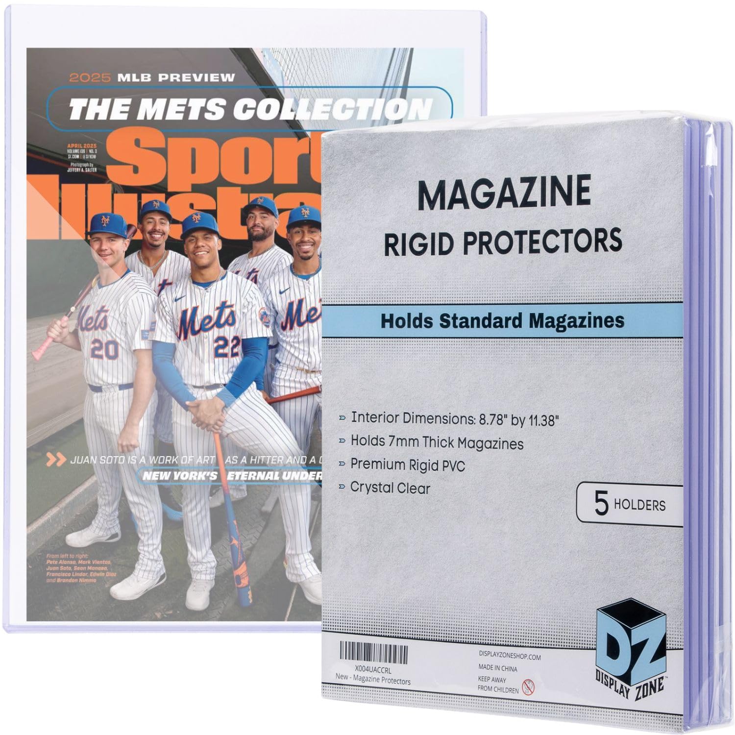 Photo 1 of (5 Count) Display Zone 9x11.5 Magazine Topload Holder - Premium Crystal Clear PVC Protectors - 7mm Thick Plastic Display Sleeves - Archival Top Loaders for Standard Magazine Collectors