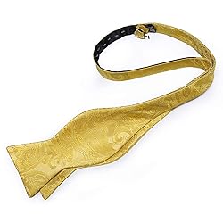 DiBanGu Gold Bow Tie for Men Jacquard Woven Silk