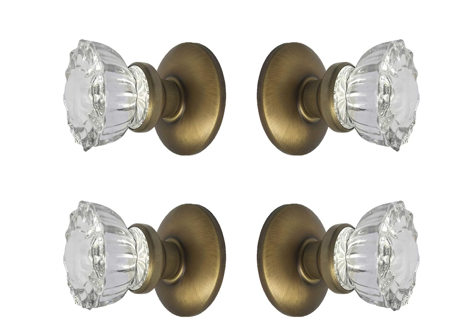 Rousso's Reproductions Two Sets Crystal Glass French Door Knob Sets