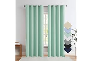 BUHUA Aqua Blackout Curtains Thermal Insulated Room Darkening Curtains for Living Room Grommet Window Drapes Noise Reducing, Set of 2 Panels(52W x 84L, Aqua)