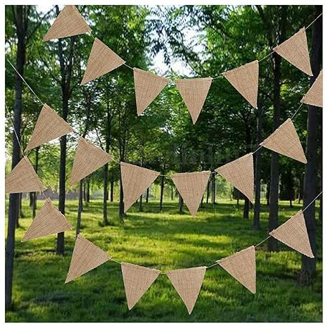 Slb Works 10m 48 Flags Jute Rustic Hessian Burlap Bunting Banner