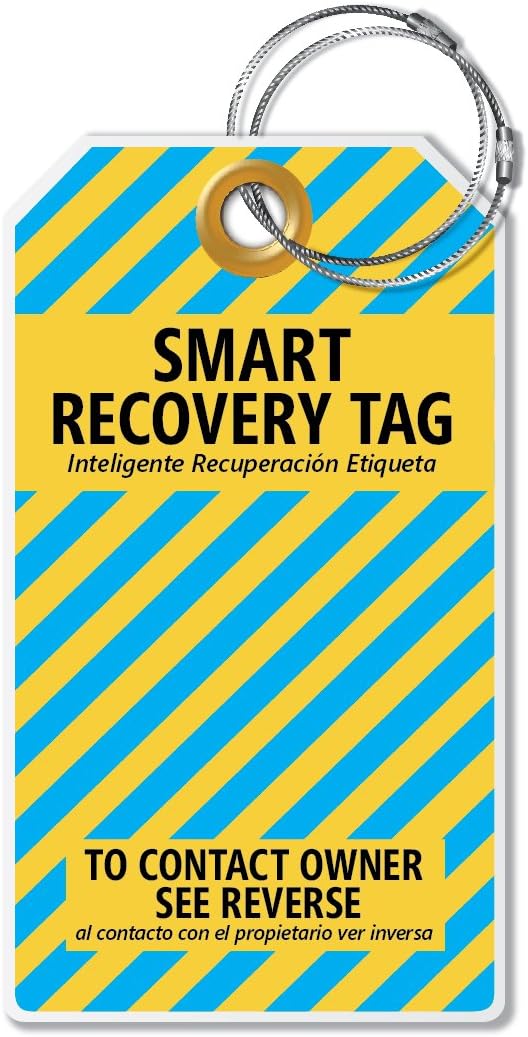 Dynotag Web Enabled Smart ID Tag, PROTAGZ Series MEGA Size Luggage Tag w. Double Steel Loops with DynoIQ & Lifetime Recovery Service (SunShade)