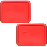 Pyrex 7201-PC Sangria Red Plastic Replacement Lids (2-Pack) - 4 Cup Round Bowls