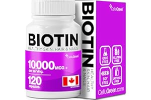 Biotin 10000mcg 120 capsules Hair Vitamins For Hair Growth Women | Promotes Nail Growth & Healthy Skin | Supports Muscle Func