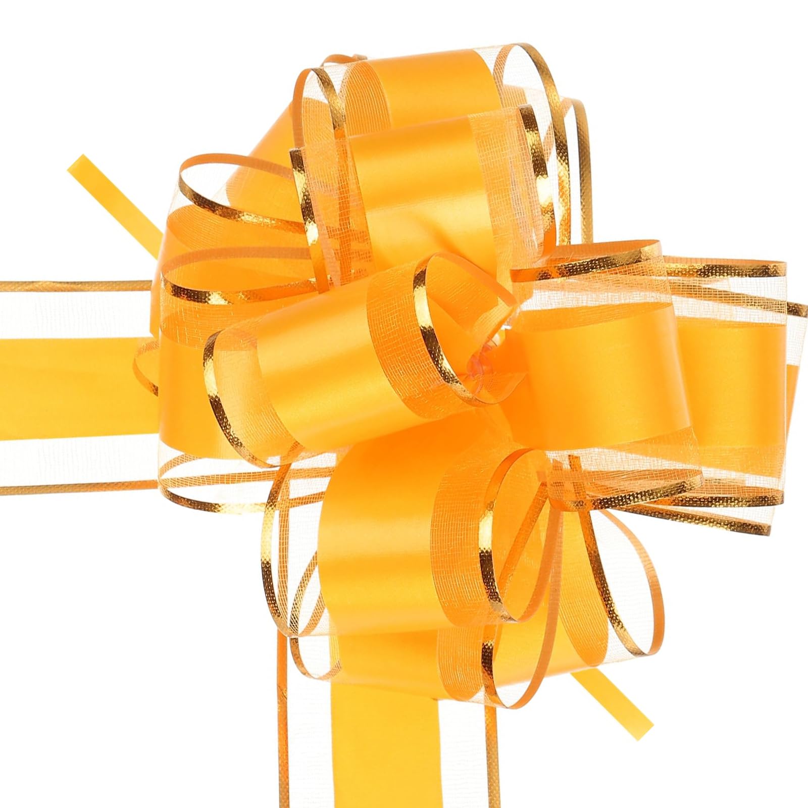 MACHSWON 10pcs 6 Inch Yellow Pull Bows with Gold Edge Ribbon Large Gift Bows for Valentine's Day Xmas Holiday Decoration Baskets Gift Wrapping