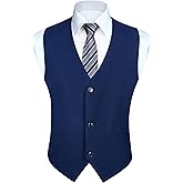 HISDERN Mens Suit Vest Business Formal Dress Vests for Men Solid Color Casual Wedding Tuxedo Party Waistcoat