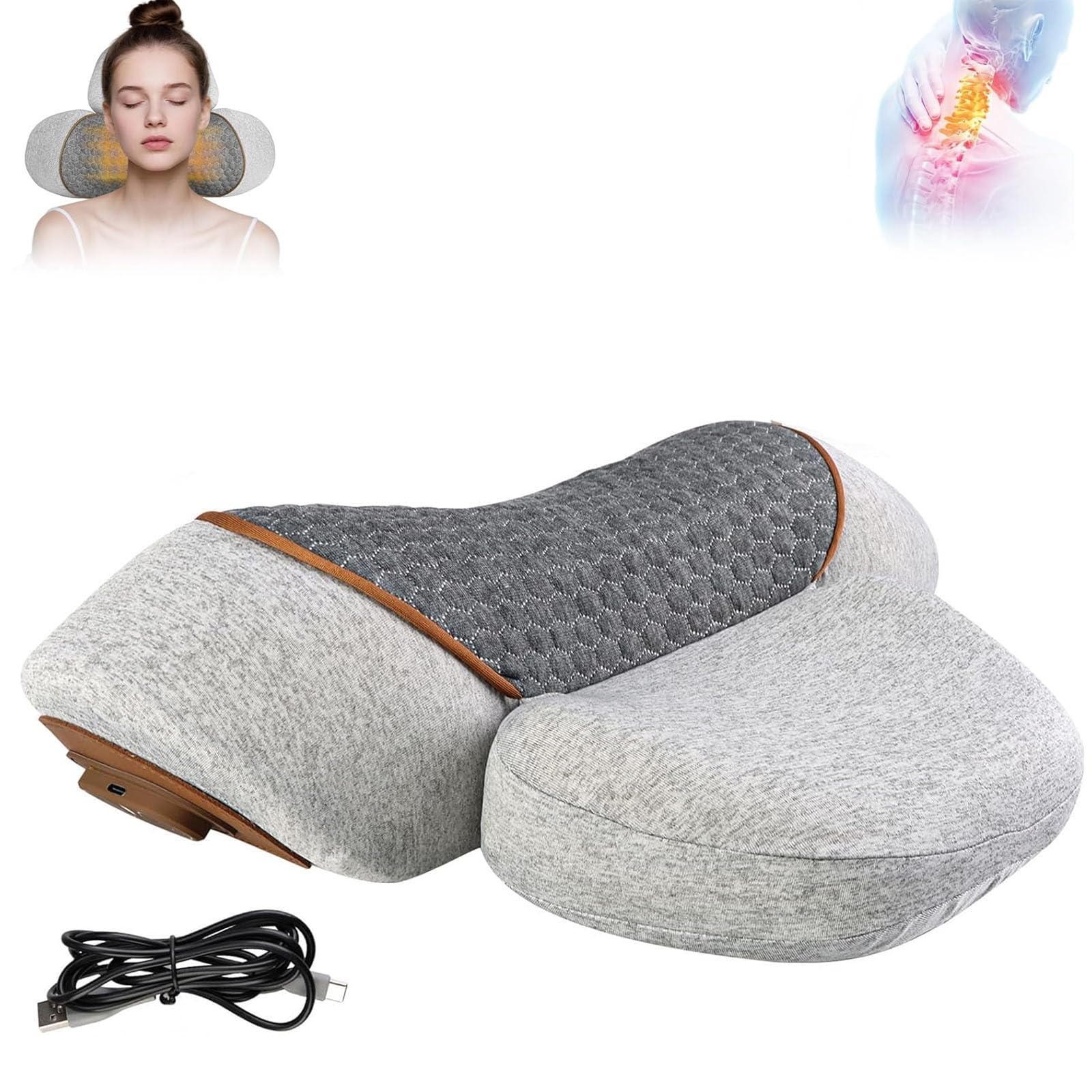 Photo 1 of 3-in-1 Neck Massager Pillow with Heating and Cervical Traction, Pillow Massage Neck Hump for Shoulder Pain, Ergonomic Shoulder Massage Pillows, Cervical Traction Suppor (with Instruction Manual)