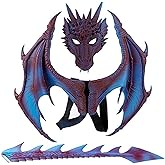 Nirvany Dragon Costume for Kids Boys Girls, Wing Tail Mask Set, Cosplay Halloween Costume