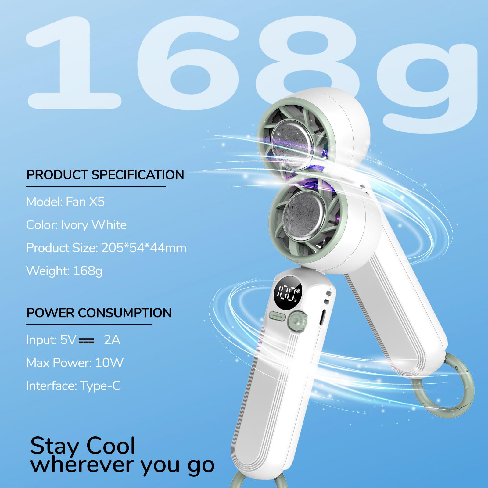 Portable Handheld Fan with Cooling Plate, 1-100 Speed Foldable Mini Fan with Stand, Hook & Lanyard, Up to 12H Use, Perfect for Travel, Office, Home & Outdoor