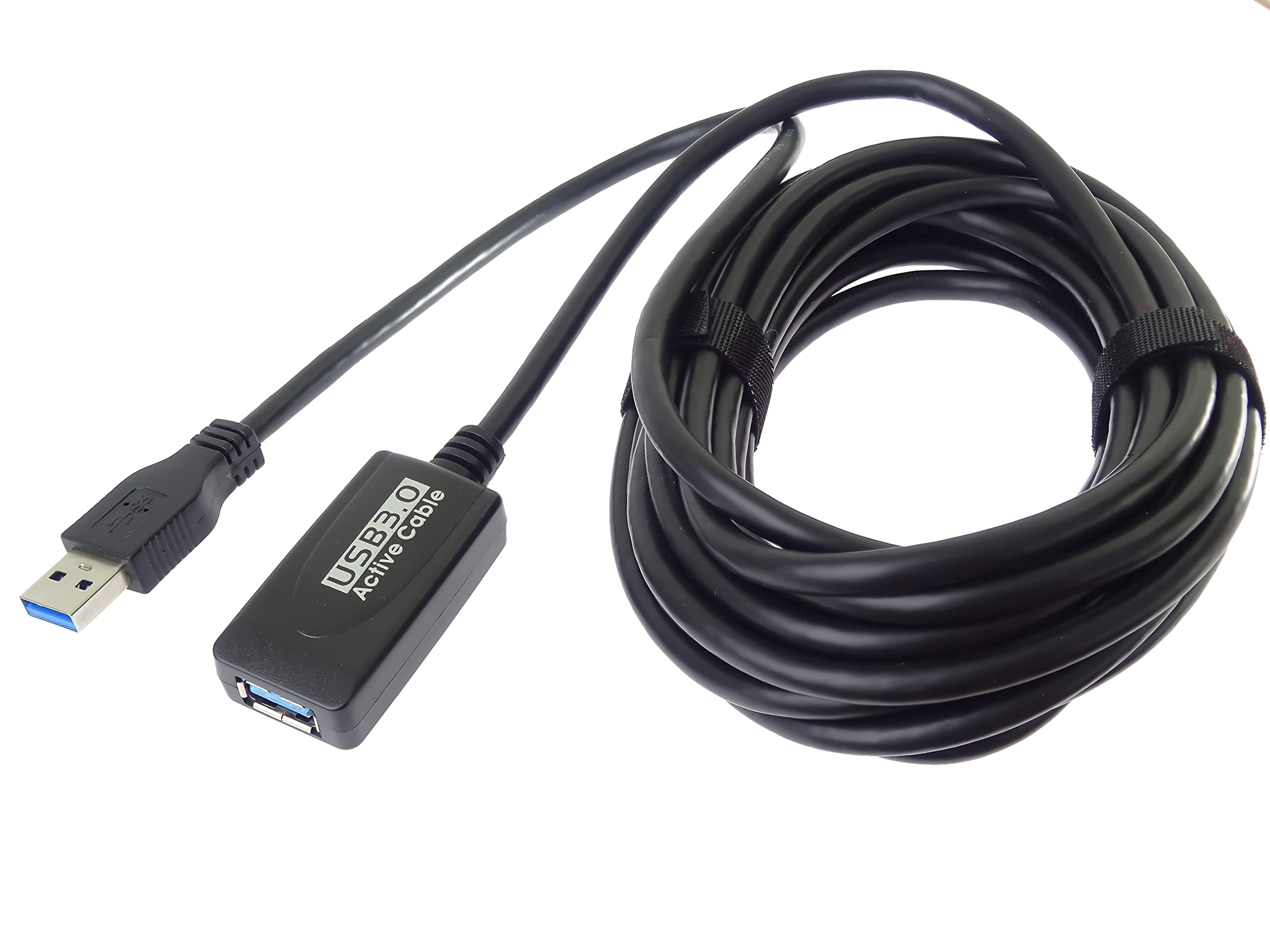 PremiumCord ku3rep5 USB 3.0 Extension Cable with Repeater 5 m, Data Cable SuperSpeed up to 5 Gbit/s, Charging Cable, USB 3.0 Type A Female to Male, Colour Black, Length 5 m