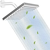 Hibbent cUCPC Certified Thickness Rain Shower Head, 8'' High Pressure Rainfall Shower Head, Square Bathroom Waterfall Shower Heads, High Flow Fixed Showerheads with Adjustable Brass Ball Joint, Chrome