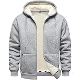 HOOD CREW Men’s Zip Up Hoodie Thicken Sweatshirts Winter Fleece Sherpa Lined Warm Hooded Jacket Coats