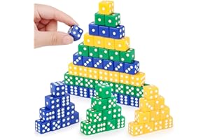 Hooqict 100 Pieces Casino Dice Set 16mm Standard Game Dice Bulk Acrylic 6 Sided Colored Dice for Casino Vegas Theme Party Fav