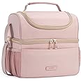 TOURIT Insulated Lunch Bag with Dual Compartment, Leakproof Cooler Tote for Work Office Picnic, Thermal Food Container Pink