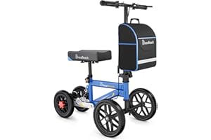 BlessReach All Terrain Steerable Knee Scooter Crutch Alternative，Deluxe Medical Scooter Double Handbrake,for Adults Injured Ankle & Foot Recovery Scooter in Blue
