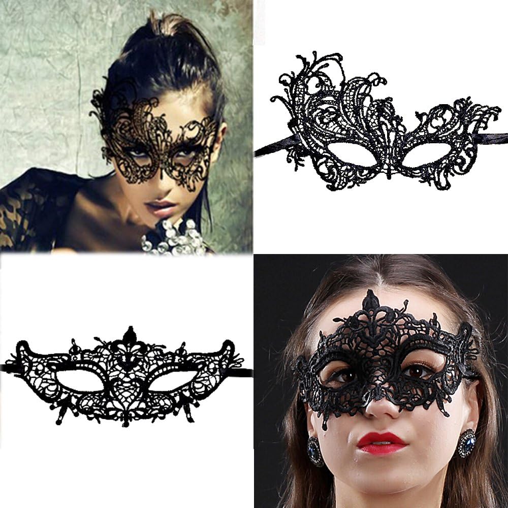 CNYMANY 15 Packs Women's Sexy Flexible Lace Masks Eye-mask for Ball Party Venetian Masquerade Costume - Black - Image 5