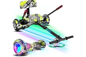 EPCTEK Scooter Seat Attachment Combo with Bluetooth Corlorful LED Lights, Adjustable Frame Length for Kids All Ages