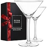 ELIXIR GLASSWARE Martini Glasses Set of 2-9 oz - Hand Blown Crystal Martini Glasses with Stem - Elegant Cocktail Glasses for Bar, Martini, Cosmopolitan, Manhattan Cocktail Glass Set