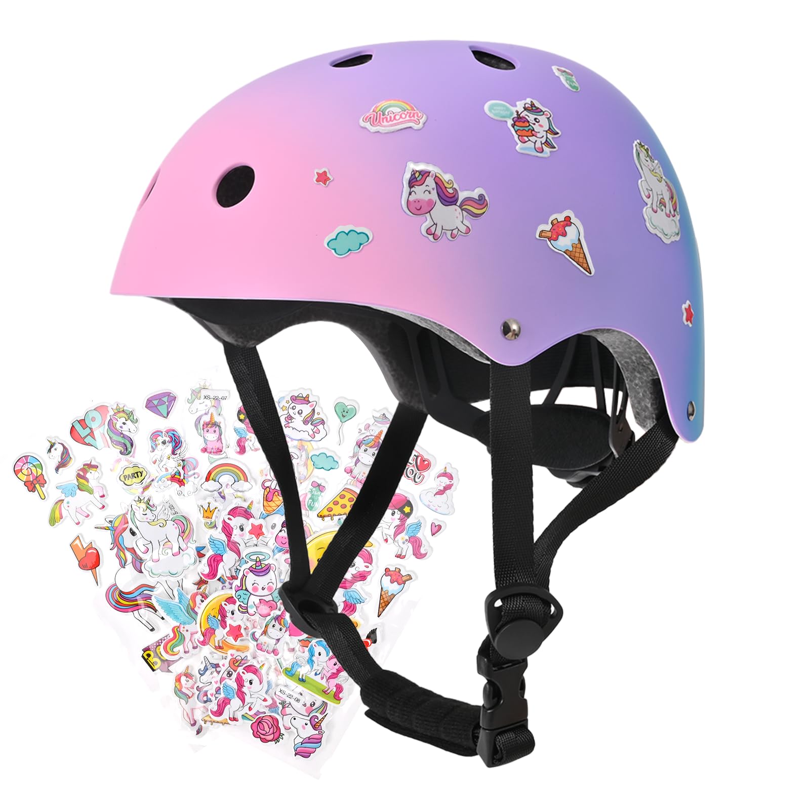 PIPIZHU Kids Toddler Bike Helmet Color Gradient, Boys Girls Child Skateboard Helmet for Kids 3-5-8-14+Riding Scooter Inline skatings Longboard Roller Skate (S)