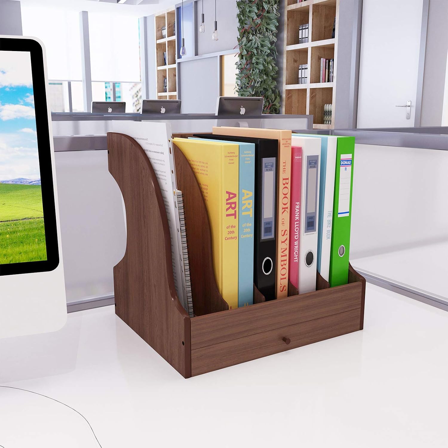 PUNCIA Office Magazine File Paper Storage Letter Tray & A4 Paper Holder ...