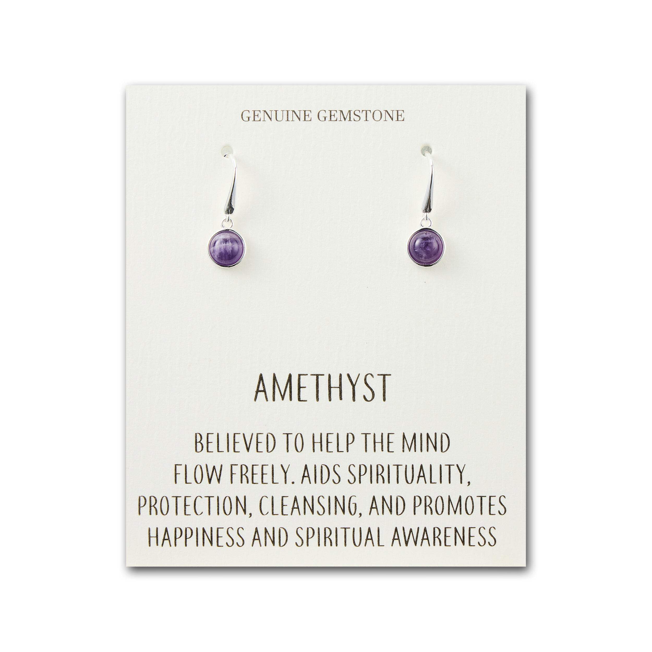 Philip Jones Amethyst Drop Earrings with Quote Card