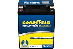 Goodyear GYTX14AH - 12 Volt 14 AH, 210 CCA, Rechargeable High-Performance, Maintenance Free, SLA - AGM Battery for Motorcycle, ATV, UTV, 4-Wheeler, Snowmobile, Watercraft and more!