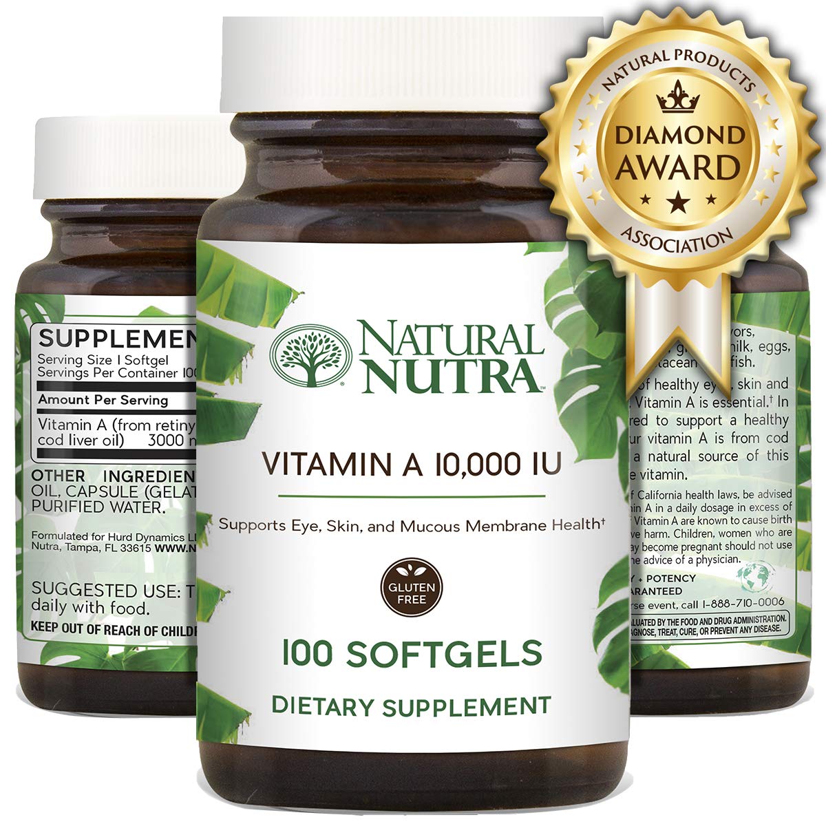 Natural Nutra Vitamin A 10,000 IU, Retinol Palmitate Dietary Supplement
