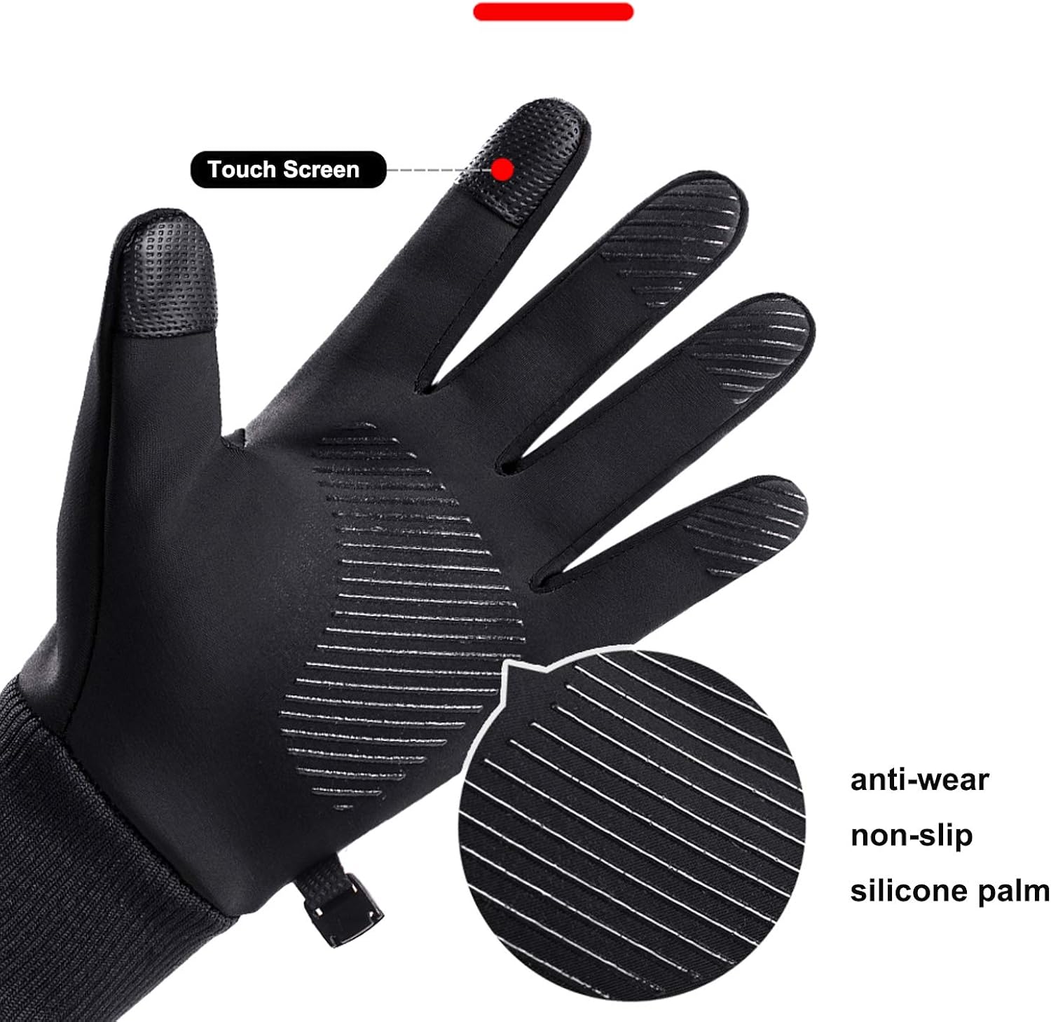 DHSO Waterproof Winter Gloves - Thermal Touchscreen Running Cycling Gloves Men and Women (A1 Black, Medium) : Clothing