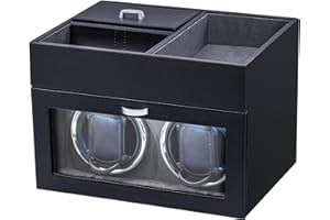 Mcbazel Automatic Watch Winder 2 Watches, Multifunctional Watch Winder Leather Automatic Watch Display LED Light Quiet Motor 