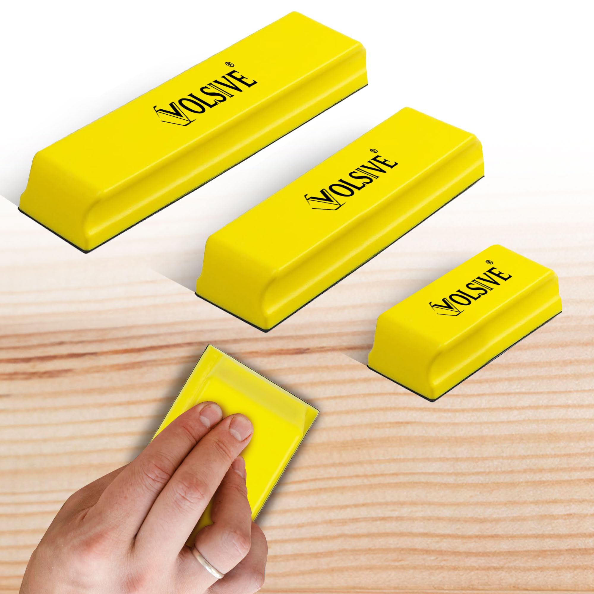 Hand Sanding Block Kit Of 3,PSA Rectangular Abrasives Auto Body