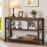 BON AUGURE Rustic Console Table Behind Couch, Industrial Entryway Table with Shelves, Farmhouse 3 Tier Sofa Tables for Living Room, Entry, Hallway (47 Inch, Rustic Oak)
