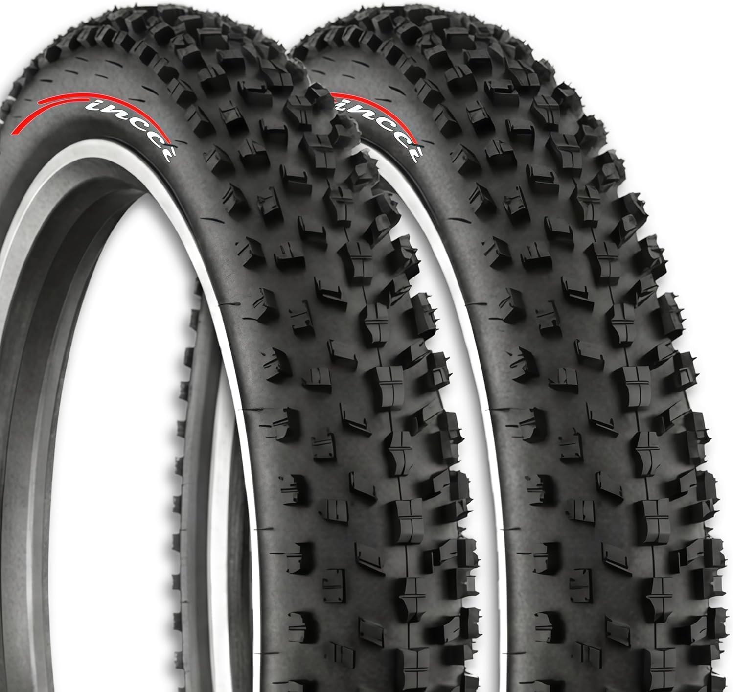 Fincci Fat Bike Tyres 26 x 4.0 Inch - Foldable Pair for Electric Bikes & Adult Mountain Bikes 100-559, Suitable for Off-Road, Dirt, Mud, Snow and Cross-Country - Pack of 2 MTB Accessories