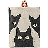 Funny Cat Blanket Gifts for Women Girls Soft Warm Lightweight Cozy Animal Three Black Cats Throw Blankets for Bed Living Room Sofa Travel Home Decor 50"x60"