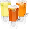 Lifewit 1 Gallon Plastic Drink Dispenser 3 Pack, Juice Containers with Lid for Party, Ice Beverage Dispenser with Stand for Lemonade/Soda/Tea, BPA Free