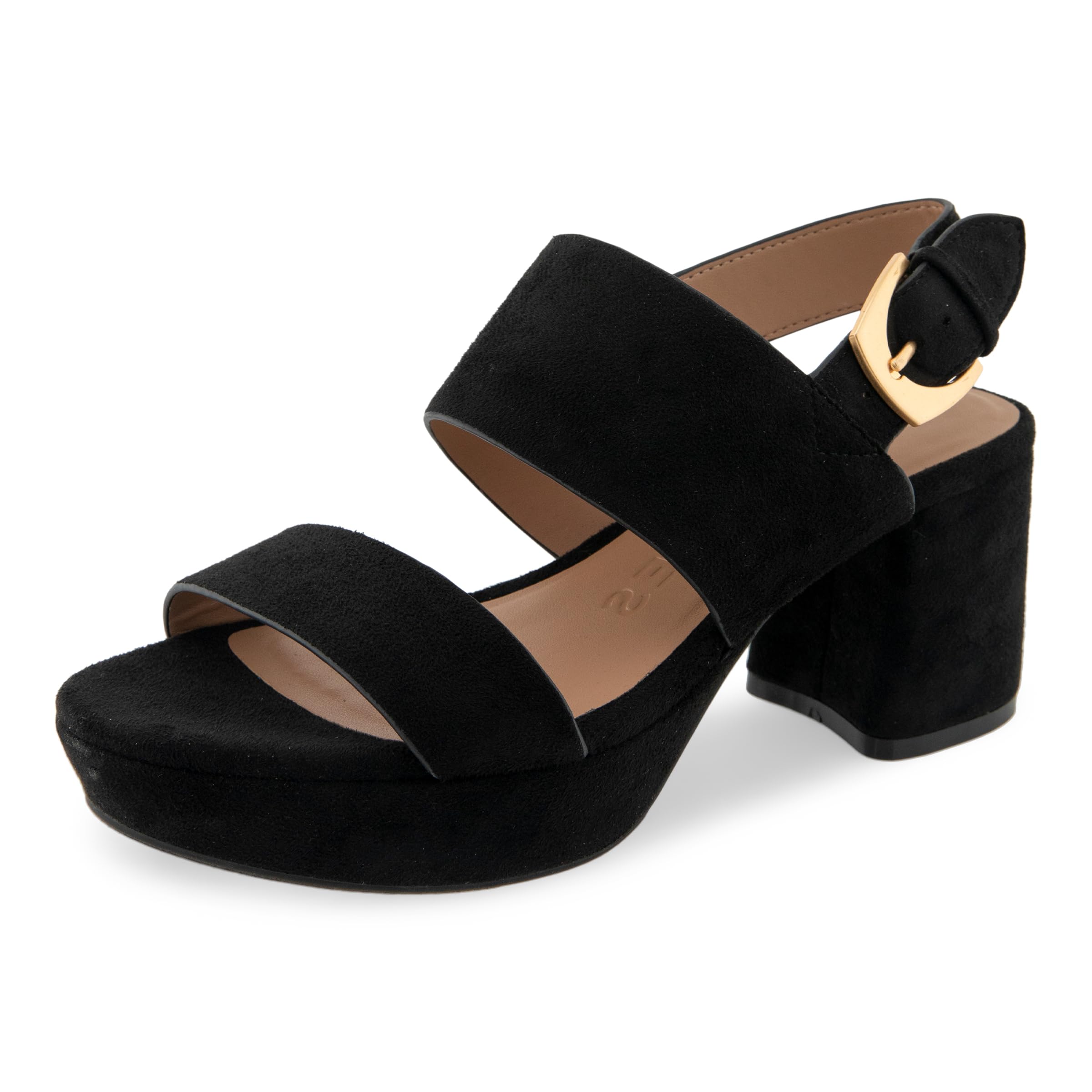 Aerosoles Women's CAMILIA Platform Sandal, BLACK FAUX SUEDE, 6.5M Image