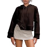 Miniyear Womens Workout Hoodies Pullover Asymmetrical Hem With Drawcord Y2K Hooded Sweatshirt Oversized Trendy Clothes