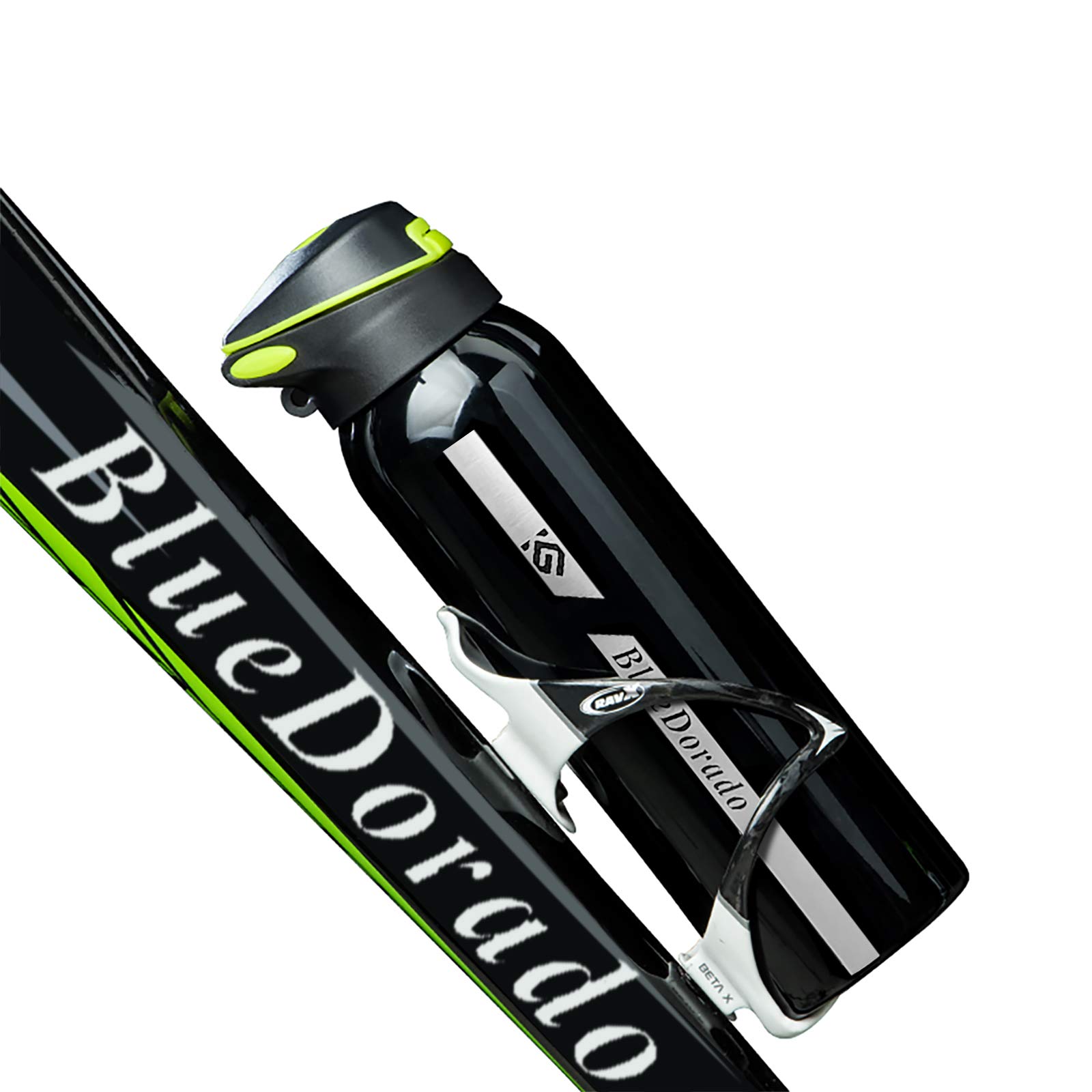 BlueDorado Stainless Steel Cycling Mug, Insulated Bike Water Bottle with Straw Lid & Flex Cap, BPA-Free, 18 Oz