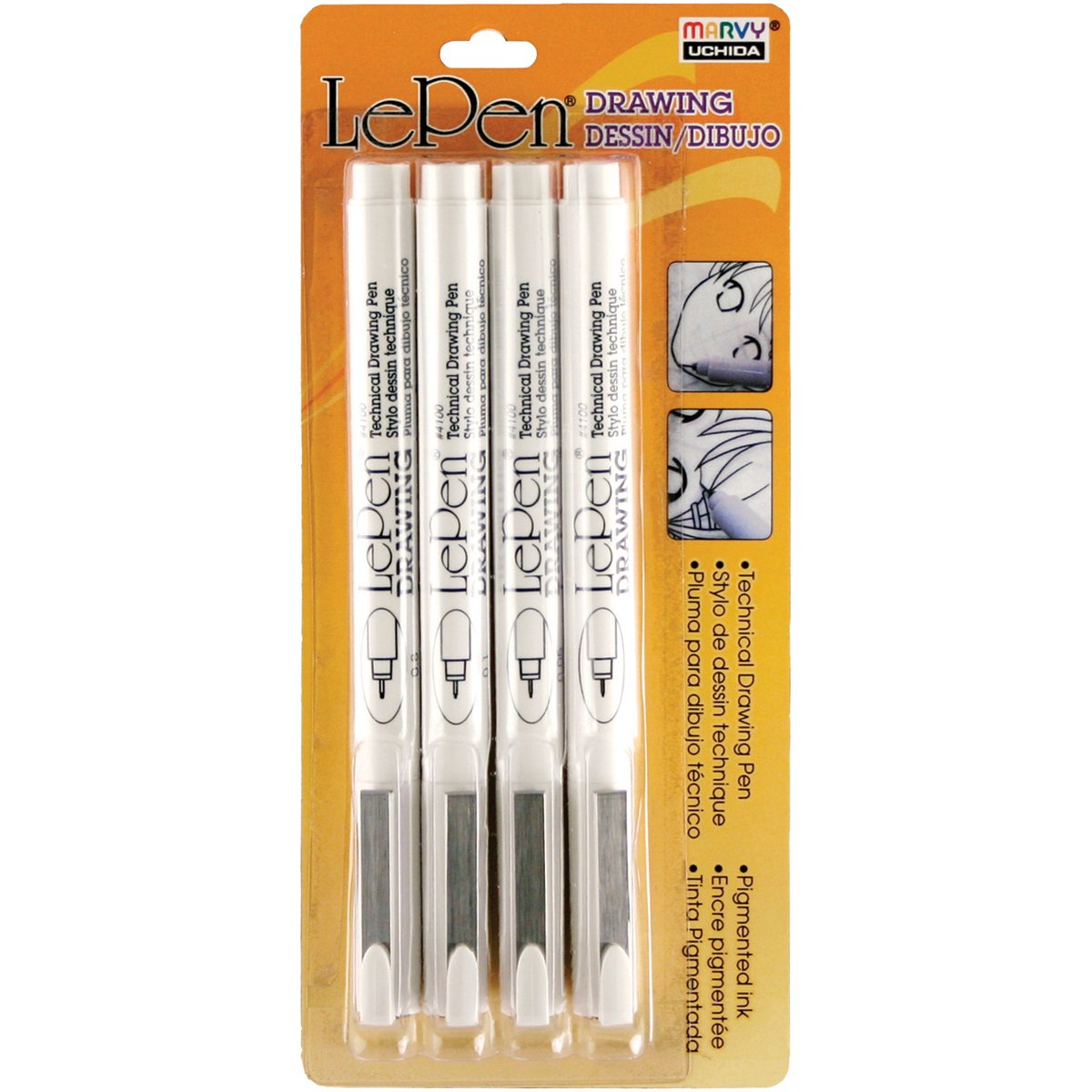 Uchida Lepen Technical Drawing Set, Multi-Colour, 4 Count (Pack of 1)