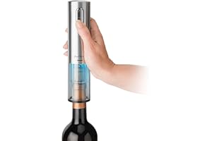 Final Touch Electric Corkscrew with Lithium-Ion Battery | Easy Cork Removal, USB Charging, LED Lights | Stainless Steel Wine 