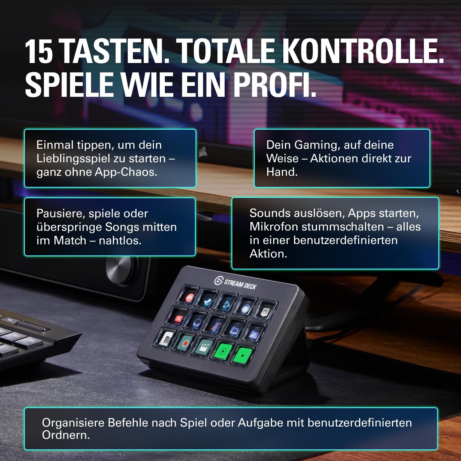 Elgato Stream Deck Scissor Keys – Workflow-Controller mit anpassbaren Makrotasten für OBS, Twitch, Discord, Teams, Photoshop und mehr: Windows 10, macOS 13 oder neuer 3